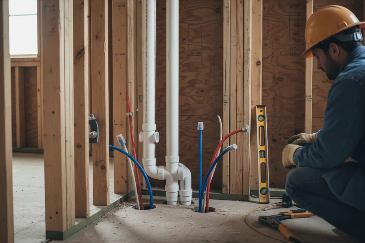 Drain and supply rough-in during Drain Cleaning in Selmer